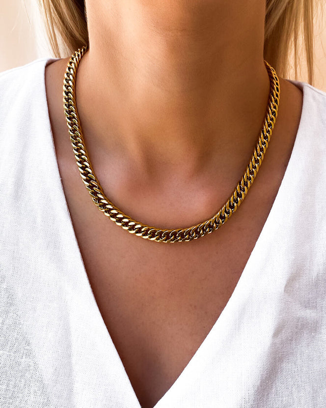 Curb Chain Necklace 16 in (Gold)