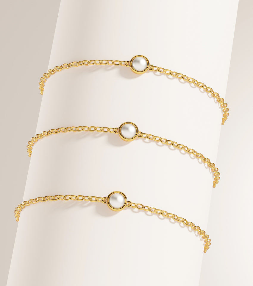 Mini Pearl Bracelet Bridesmaid Gift Set (Gold)