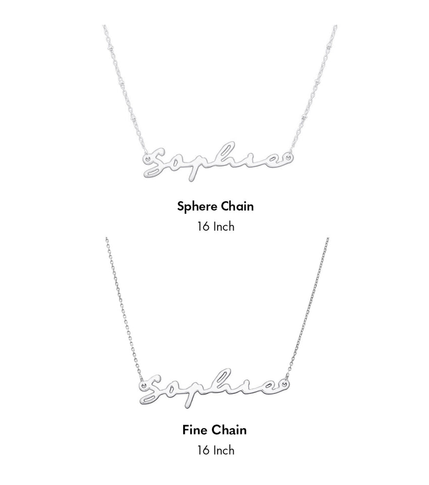 Sterling Silver Signature Name Necklace (Silver)