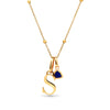 Personalized Initial & Droplet Birthstone Necklace (Gold)