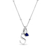 Personalized Initial & Droplet Birthstone Necklace (Silver)