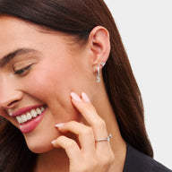 Moon and Back Moon Huggie Earring Set (Silver)