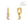 Moon and Back Moon Huggie Hoop Earrings (Gold)