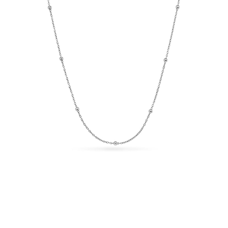 Layering Sphere Chain Necklace 14-16 in (Silver) - Sterling Silver