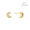 Moon and Back Moon Stud Earrings (Gold)