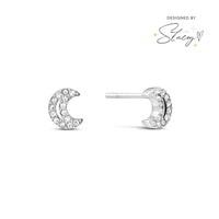 Moon and Back Moon Stud Earrings (Silver)