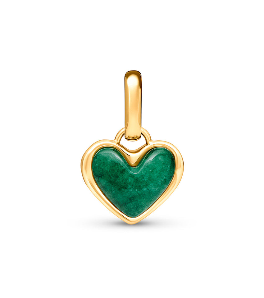 Green Quartz Heart Pendant (Gold)