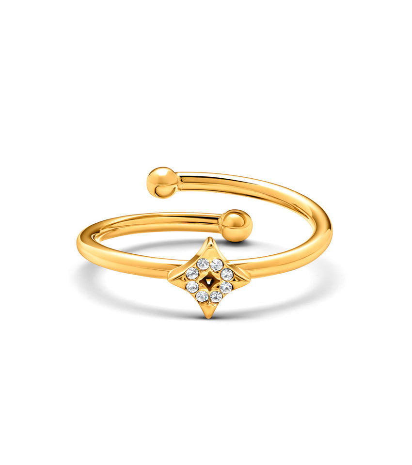 Moon and Back Star Ring (Gold)