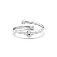 Moon and Back Star Ring (Silver)