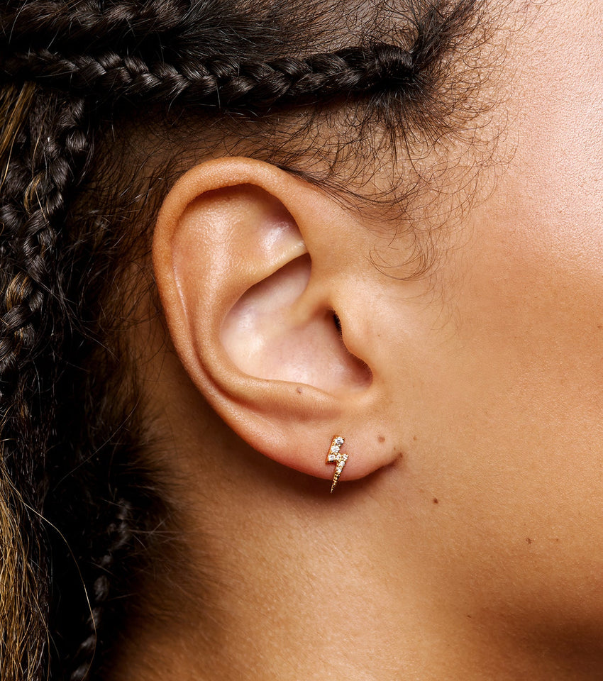 Strike Twice Lightning Bolt Earrings (Gold)
