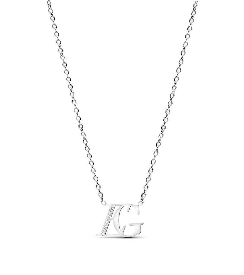 Double Initial Crystal Necklace (Silver)