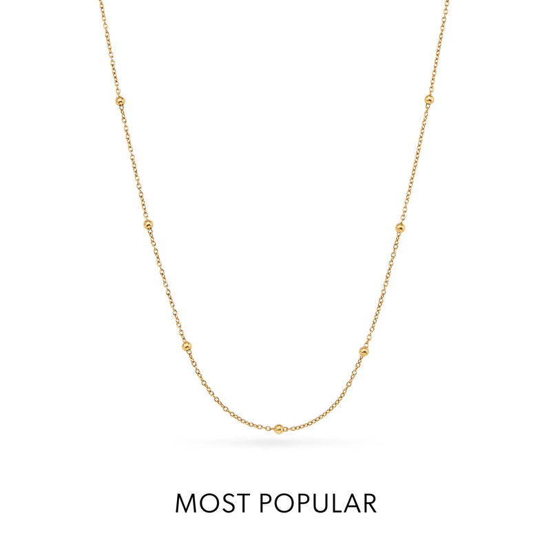 Layering Sphere Chain Necklace 16-18 in (Gold)