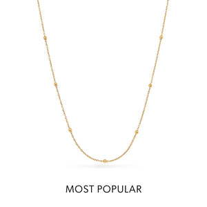 Layering Sphere Chain Necklace 16-18 in (Gold)