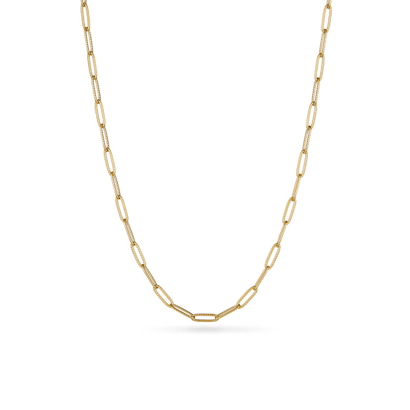 Paperclip Chain Necklace (Gold) - 16 - 18 in