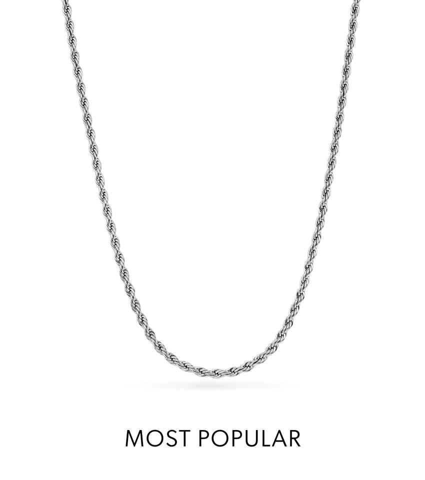 Small Rope Chain Necklace (Silver)