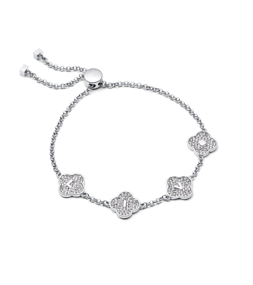 Shimmer Pavé Clover Bracelet (Silver)