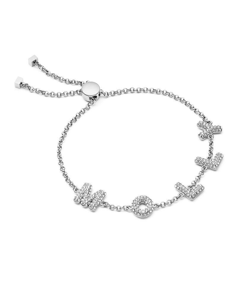 Spotlight Pavé Bubble Name Bracelet (Silver)