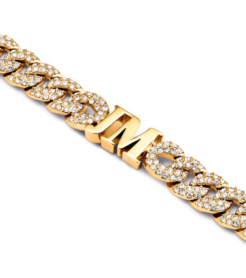Pavé Initial Curb Bracelet (Gold)