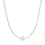 Pearl Clover Custom Name Necklace (Silver)