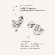 Heart Solitaire Stud Earrings 1ct (Silver)