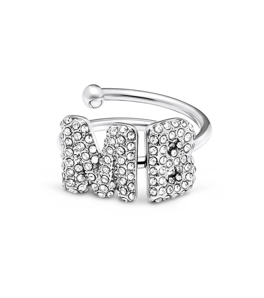Spotlight Pavé Bubble Initial Ring (Silver)