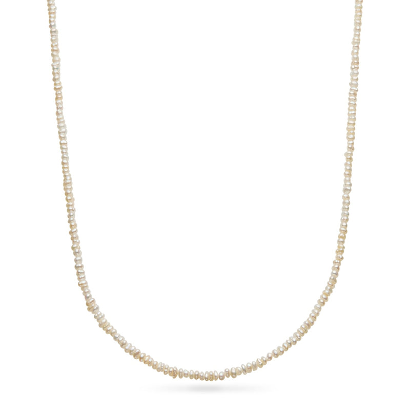 Layering Mini Pearl Beaded Chain Necklace (Silver)