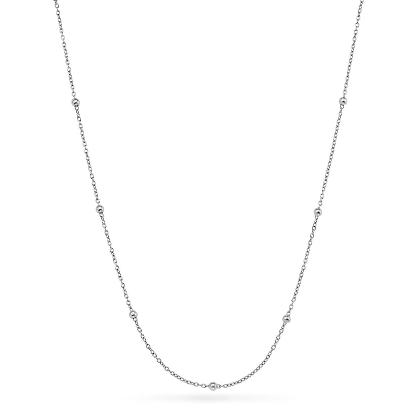 Layering Sphere Chain Necklace 18-20 in (Silver) - Sterling Silver