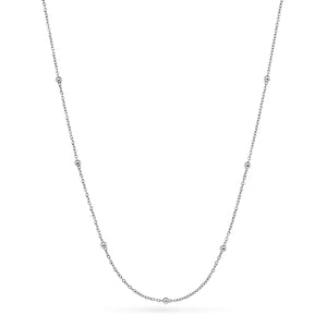 Layering Sphere Chain Necklace 18-20 in (Silver) - Sterling Silver