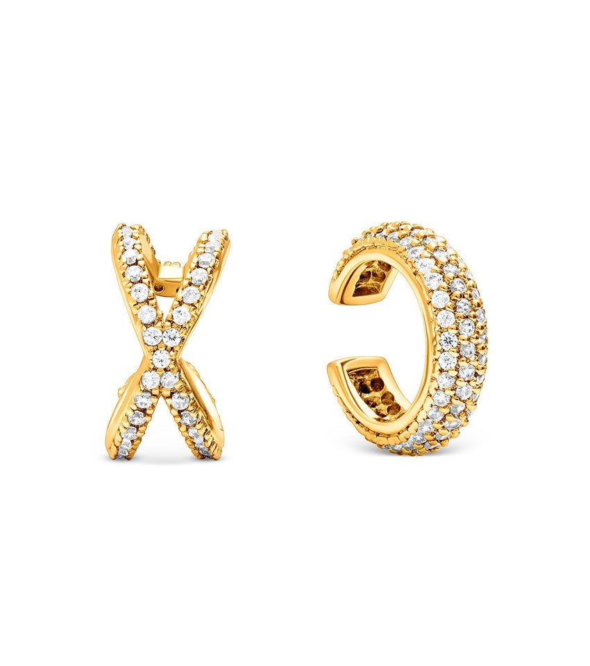 Spotlight Pavé Ear Cuff Stack (Gold)
