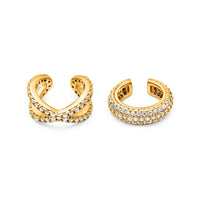 Spotlight Pavé Ear Cuff Stack (Gold)