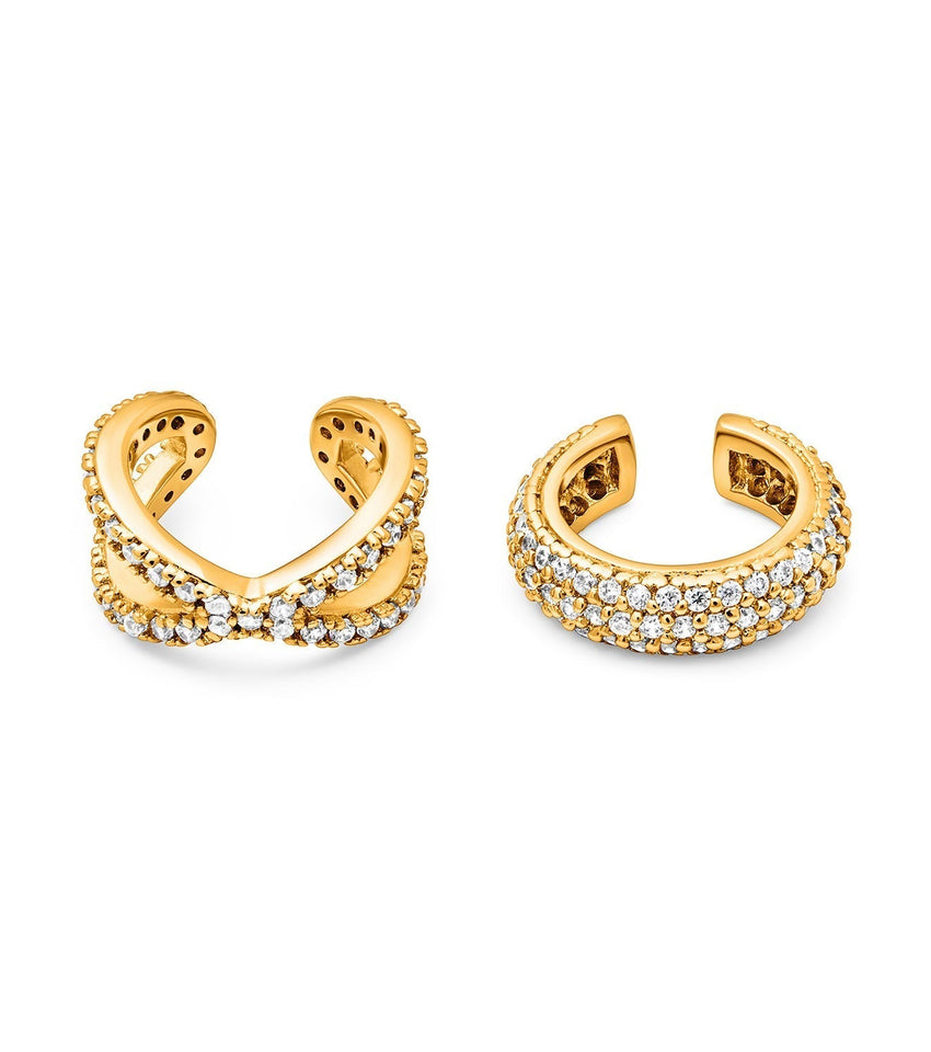 Spotlight Pavé Ear Cuff Stack (Gold)