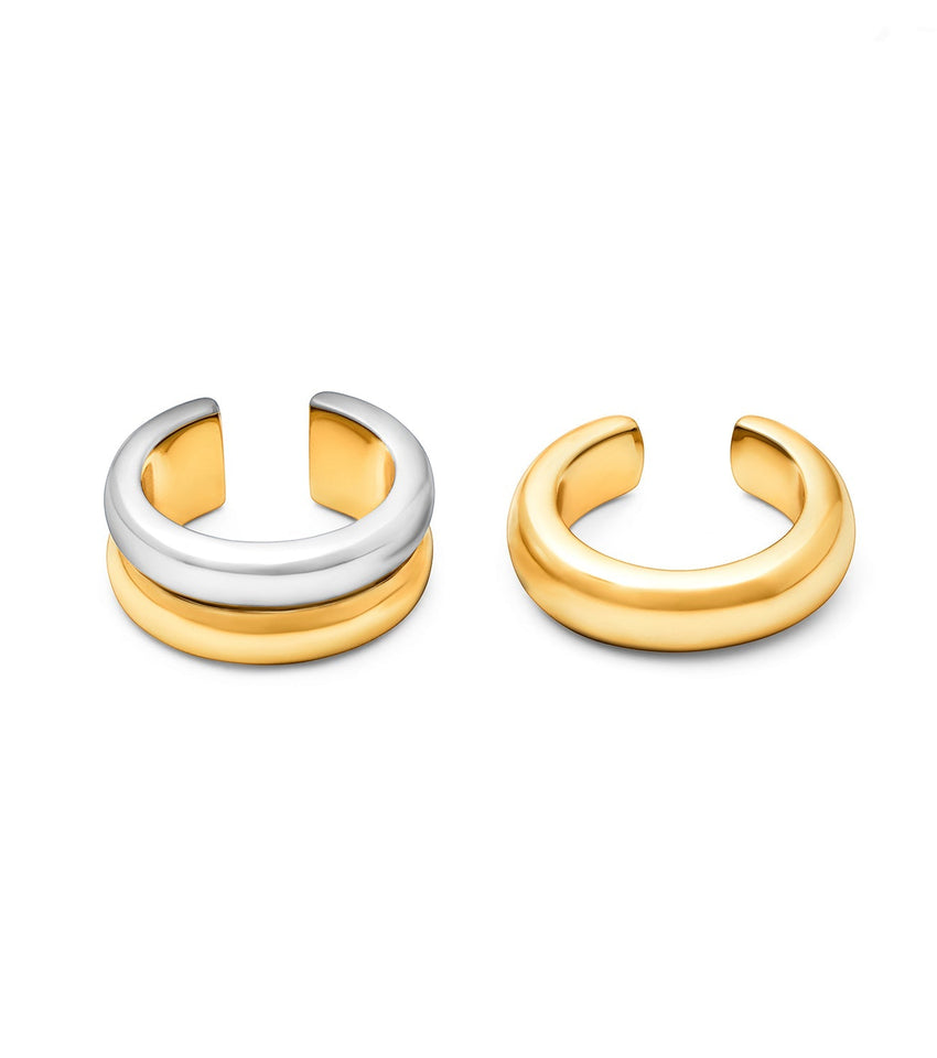 Spotlight Two Tone Ear Cuff Stack (Gold/Silver)
