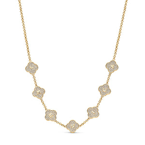 Shimmer Pavé Clover Necklace (Gold)