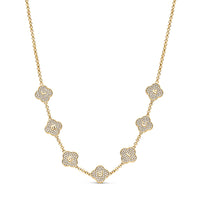 Shimmer Pavé Clover Necklace (Gold)