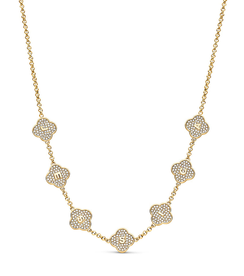 Shimmer Pavé Clover Necklace (Gold)