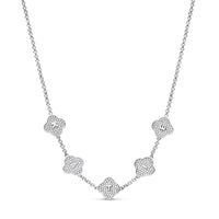 Shimmer Pavé Clover Necklace (Silver)