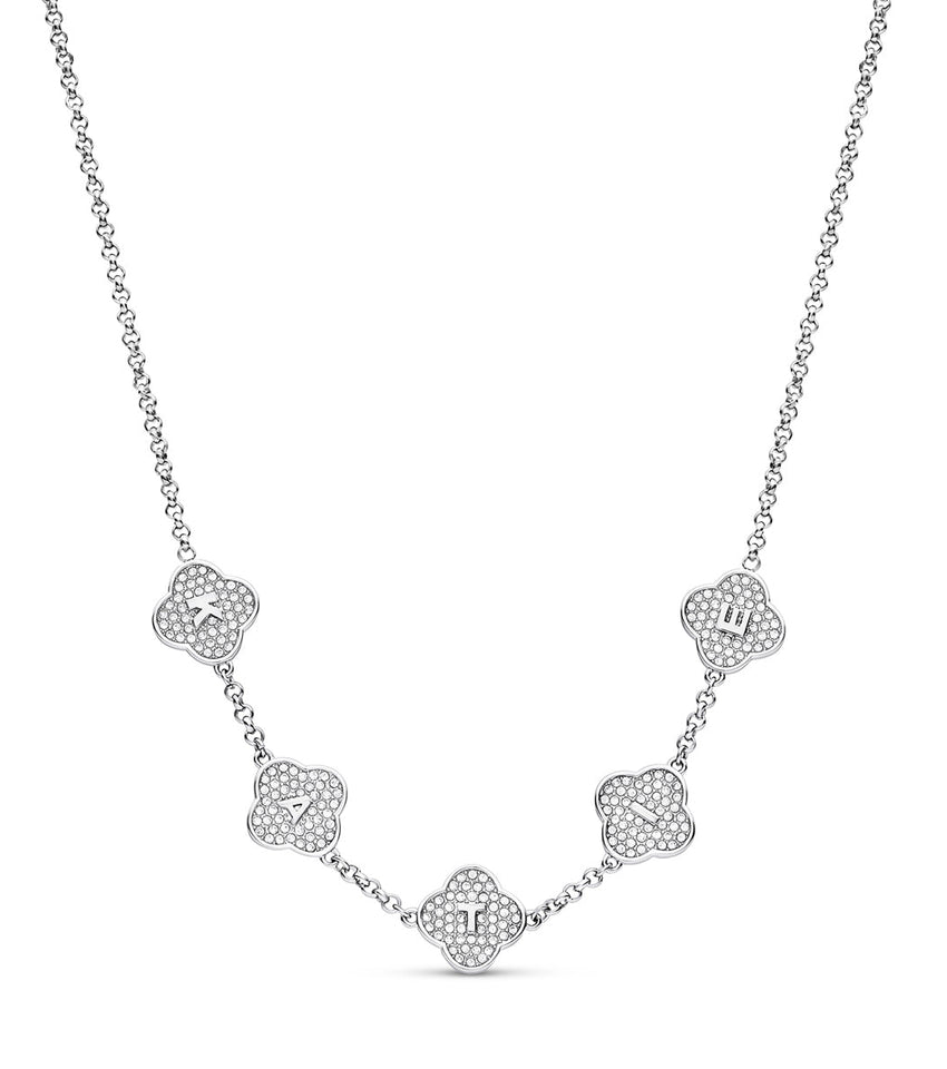 Shimmer Pavé Clover Necklace (Silver)