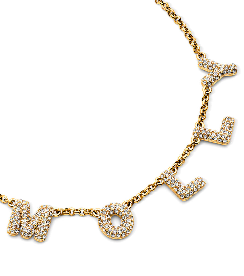 Spotlight Pavé Bubble Name Necklace (Gold)