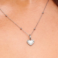 White Quartz Heart Necklace (Silver)