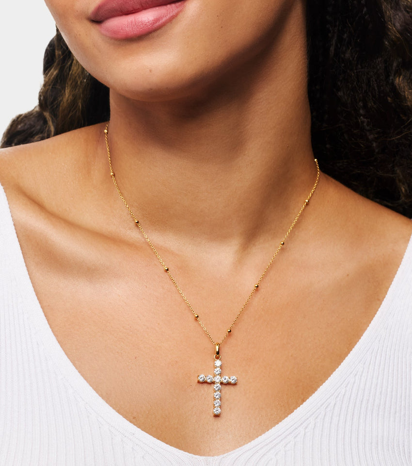 La Croix Crystal Cross Pendant (Gold)