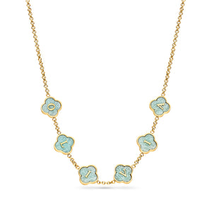 Amazonite Clover Custom Name Necklace (Gold)