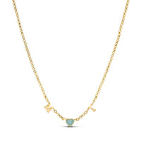 Made Mine Initials & Birthstone Necklace (Gold)