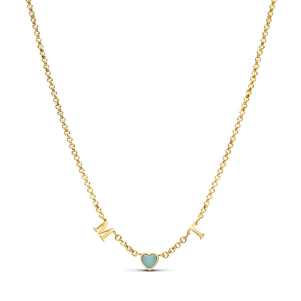 Made Mine Initials & Birthstone Necklace (Gold)