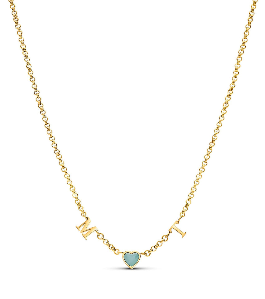 Made Mine Initials & Birthstone Necklace (Gold)