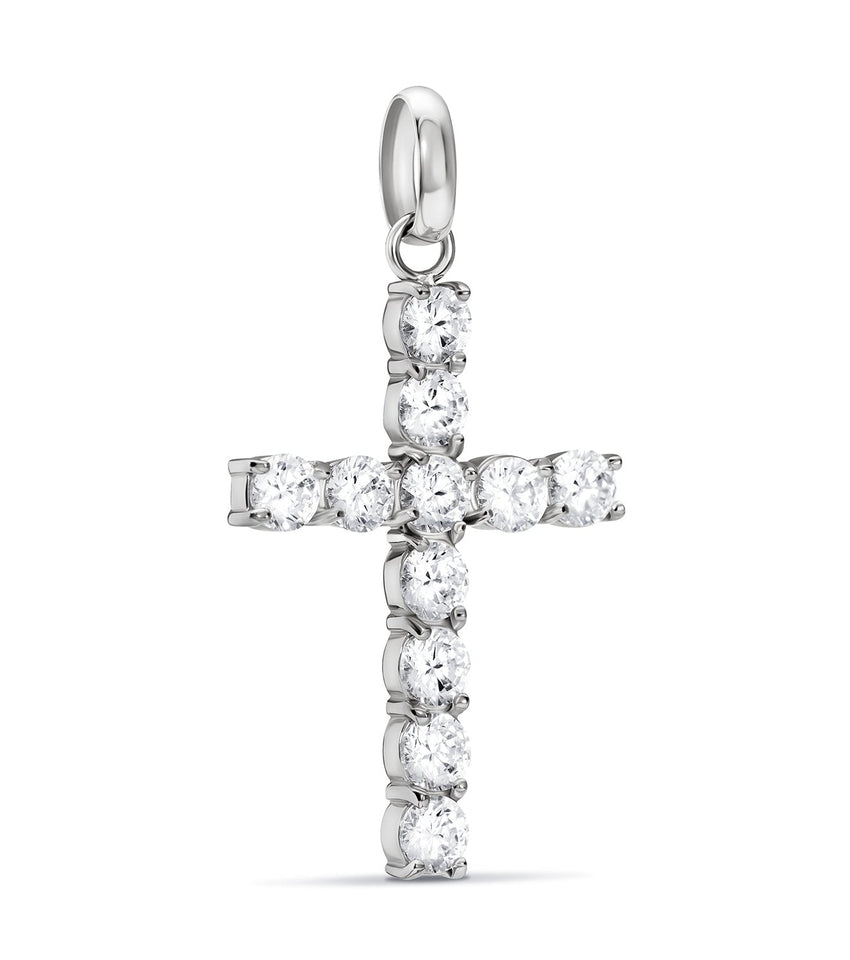 La Croix Crystal Cross Pendant (Silver)