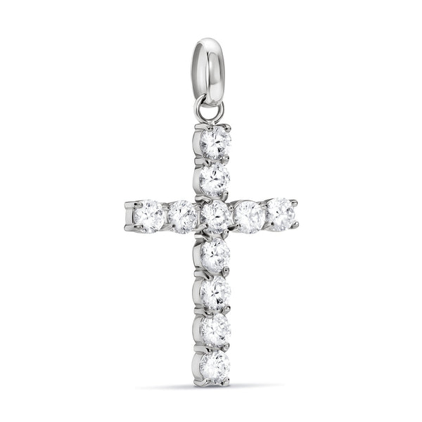★LECYTO★ Crystal Cross NecklaceSilver La Croix Crystal Cross Necklace (Silver)