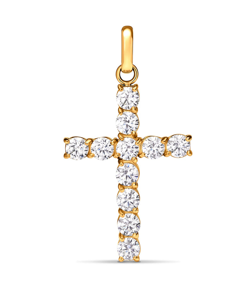 La Croix Crystal Cross Pendant (Gold)