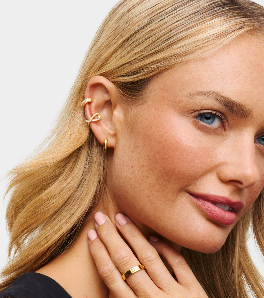 Spotlight Pavé Ear Cuff Stack (Gold)