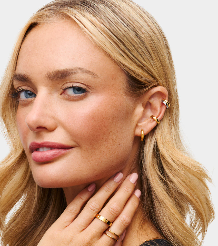 Spotlight Two Tone Ear Cuff Stack (Gold/Silver)
