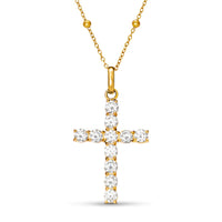 La Croix Crystal Cross Necklace (Gold)